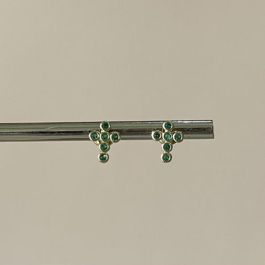 ARETES CRUZ CRISTAL VERDE