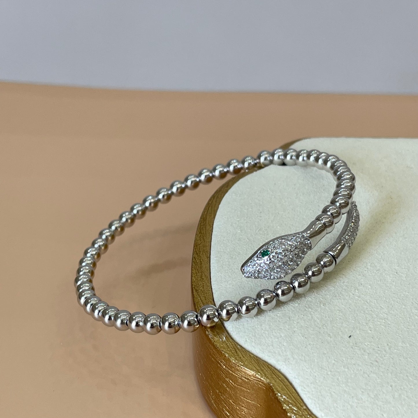 PULSERA DE BOLITAS SNAKE SILVER