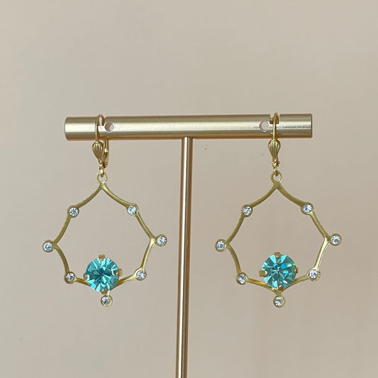 ARETES CRISTAL AZUL CELESTE