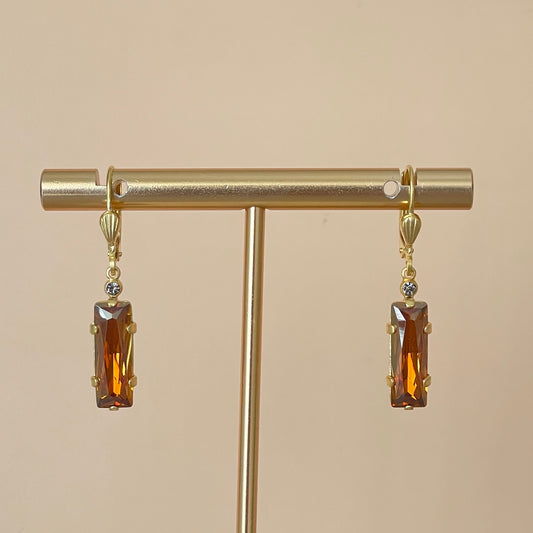 ARETES CRISTAL BAGUETTE AMBAR