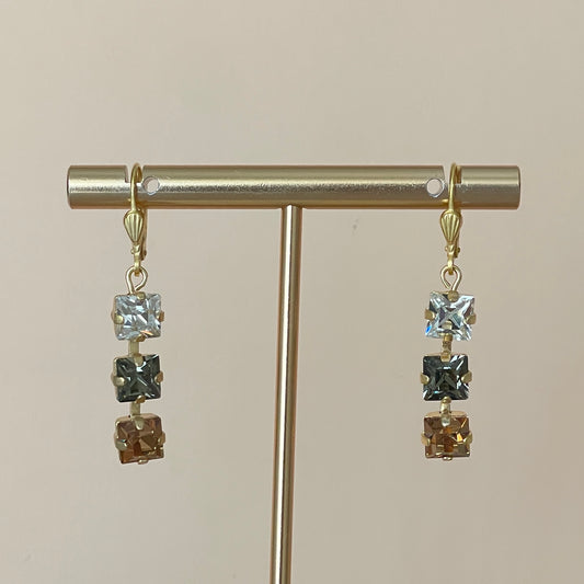 ARETES TRES CRISTALES MIX CAFE