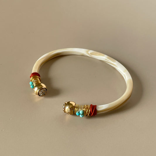 BRAZALETE STARI - IVORY Y TURQUESA