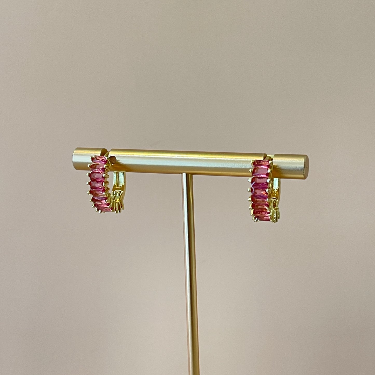 ARRACADA CRISTAL BAGUETTE ROSA