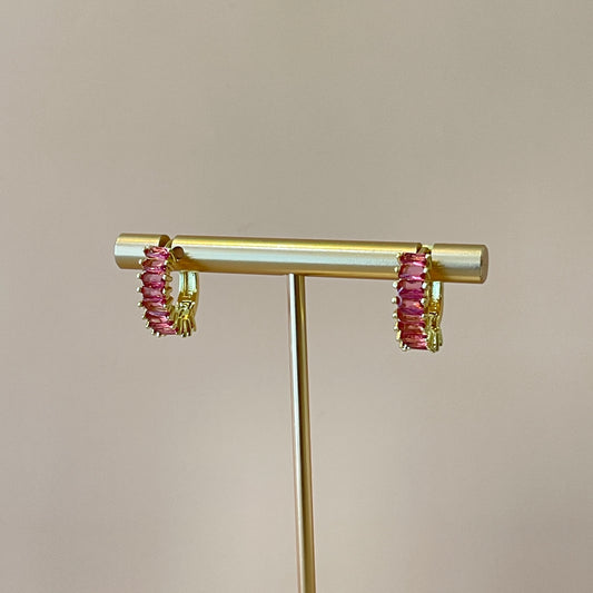 ARRACADA CRISTAL BAGUETTE ROSA