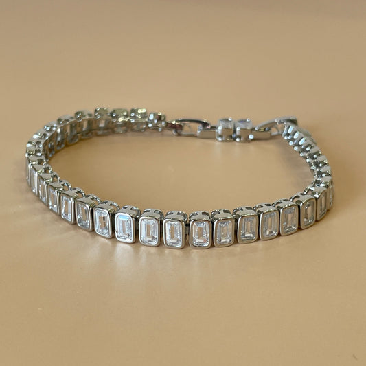 PULSERA TENNIS CRISTAL BAGUETTE -SILVER