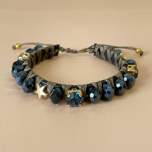 PULSERA FAVORITA PIEDRA AZUL MARINO CRISTAL AZUL -HC