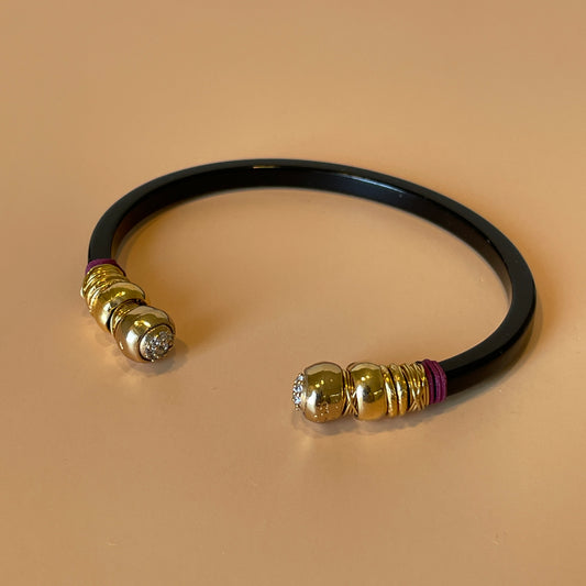 BRAZALETE SARI BLACK -CRYSTAL MORADO