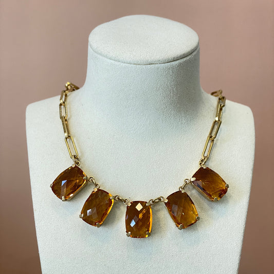 COLLAR CINCO CRISTALES AMBAR