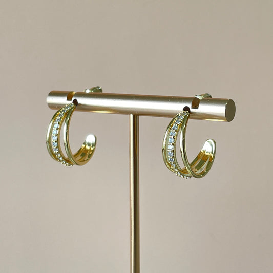 ARRACADAS TRIPLE CON ARO DE CRISTAL