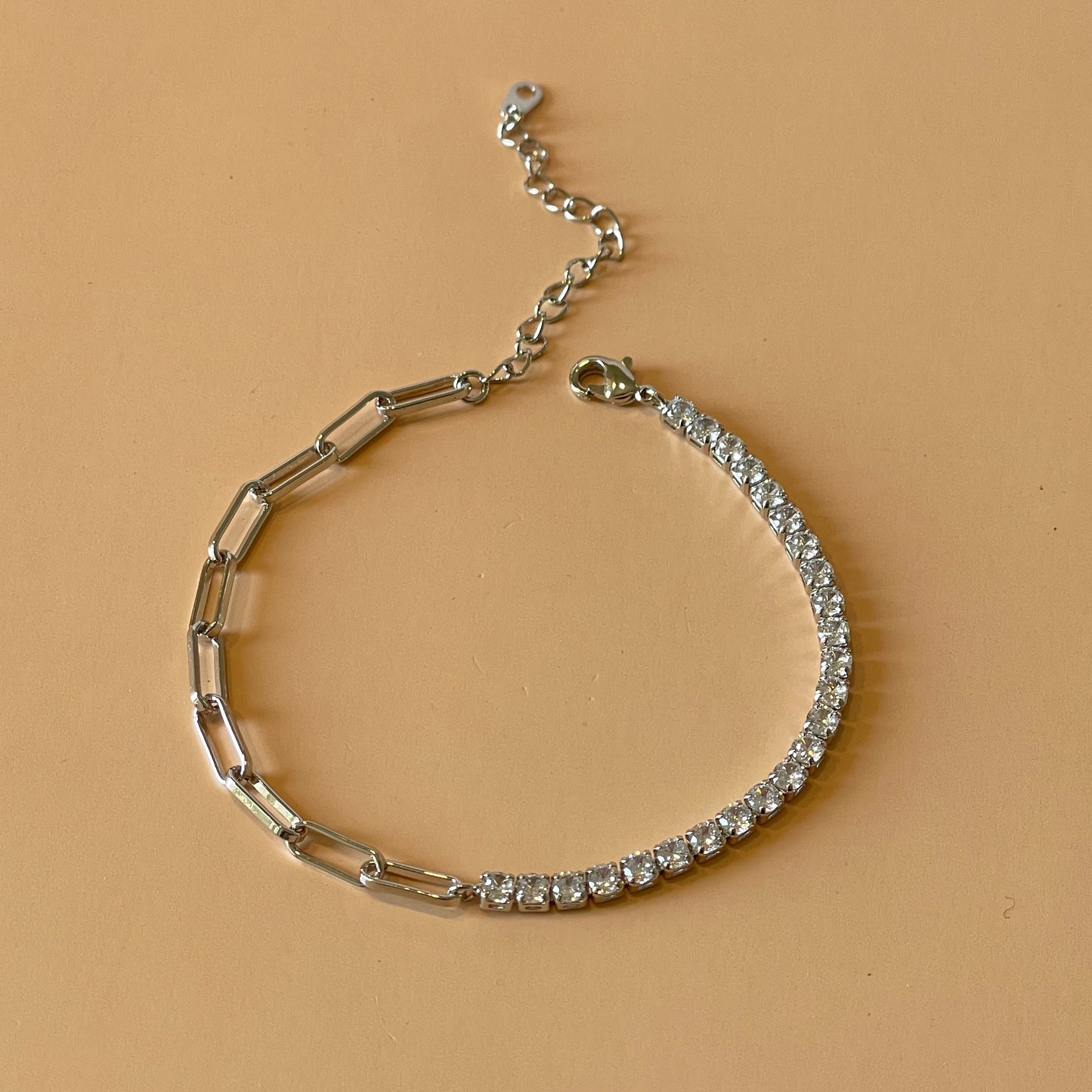 PULSERA TENNIS MITAD CADENA SILVER