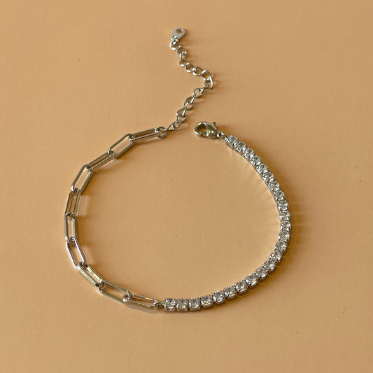 PULSERA TENNIS MITAD CADENA SILVER