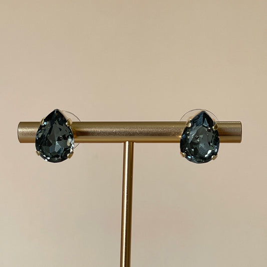 ARETES GOTA CRISTAL GRIS