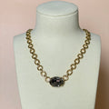 COLLAR CRISTAL OVAL GRIS