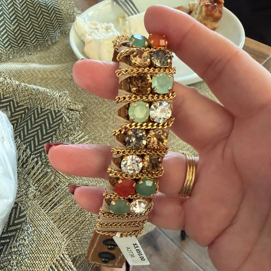 PULSERA CON MIX CRISTALES COLORFUL Y CADENAS