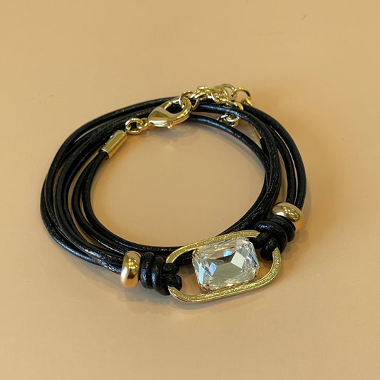 PULSERA ITALIA ENROLLABLE NEGRO CRISTAL GRIS