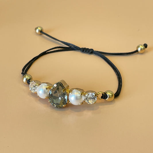 PULSERA DREAM CATCHER PERLA CON CRISTAL GRIS