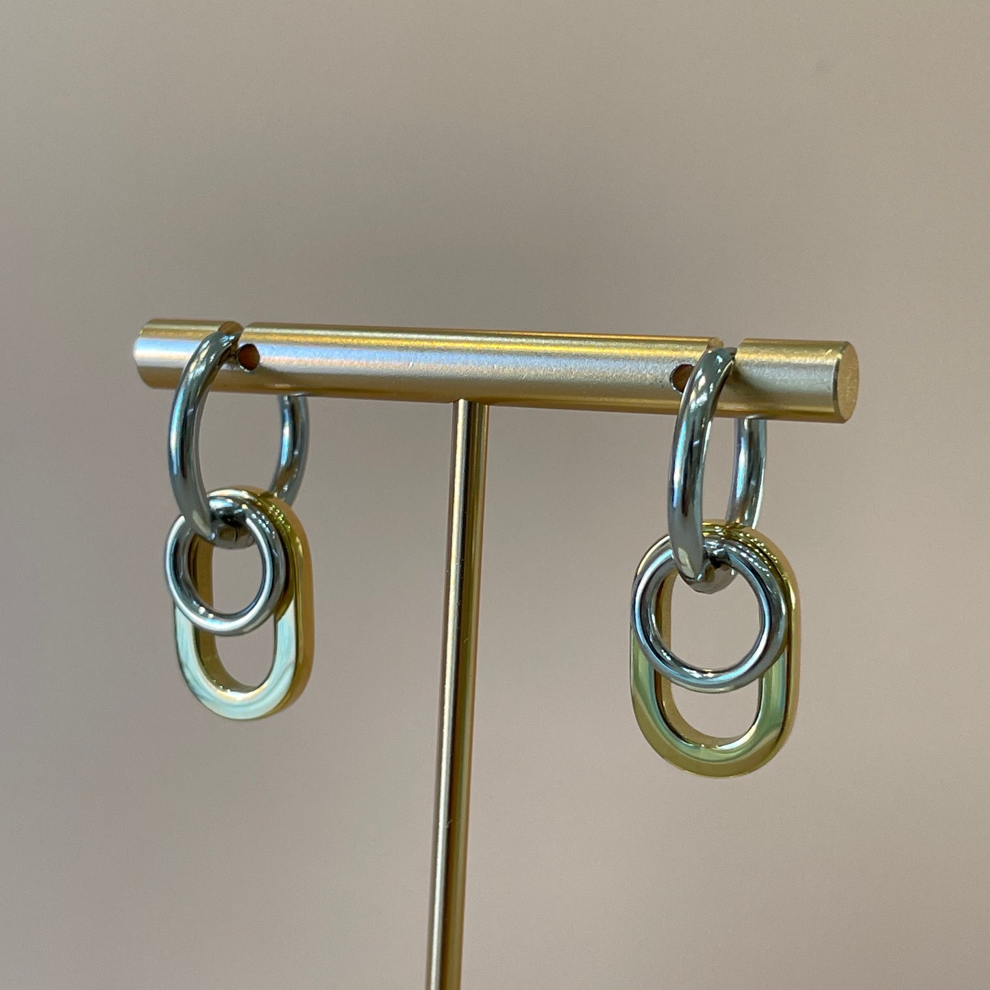 ARRACADAS SILVER GOLD CON ESLABON