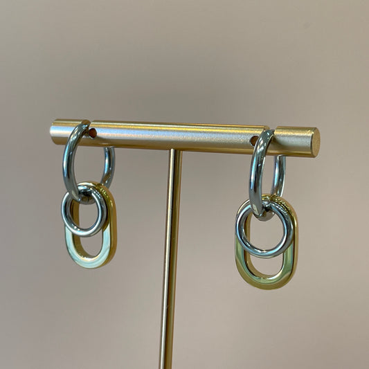 ARRACADAS SILVER GOLD CON ESLABON