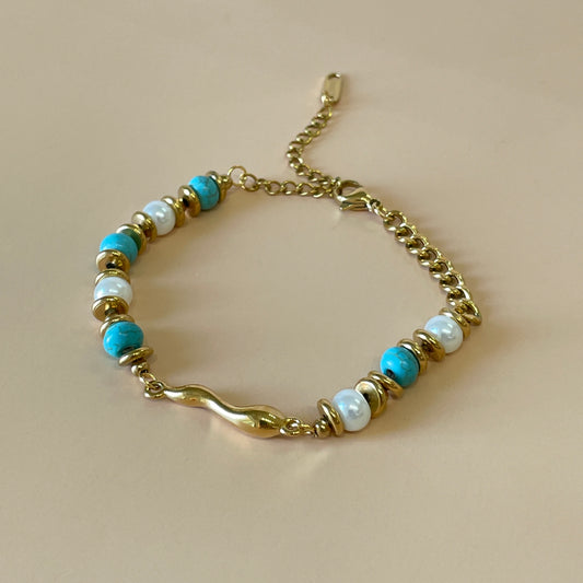 PULSERA TURQUESA Y PERLA