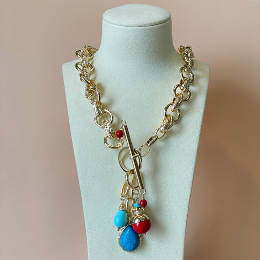 COLLAR SIRENA CORAL TURQUESA