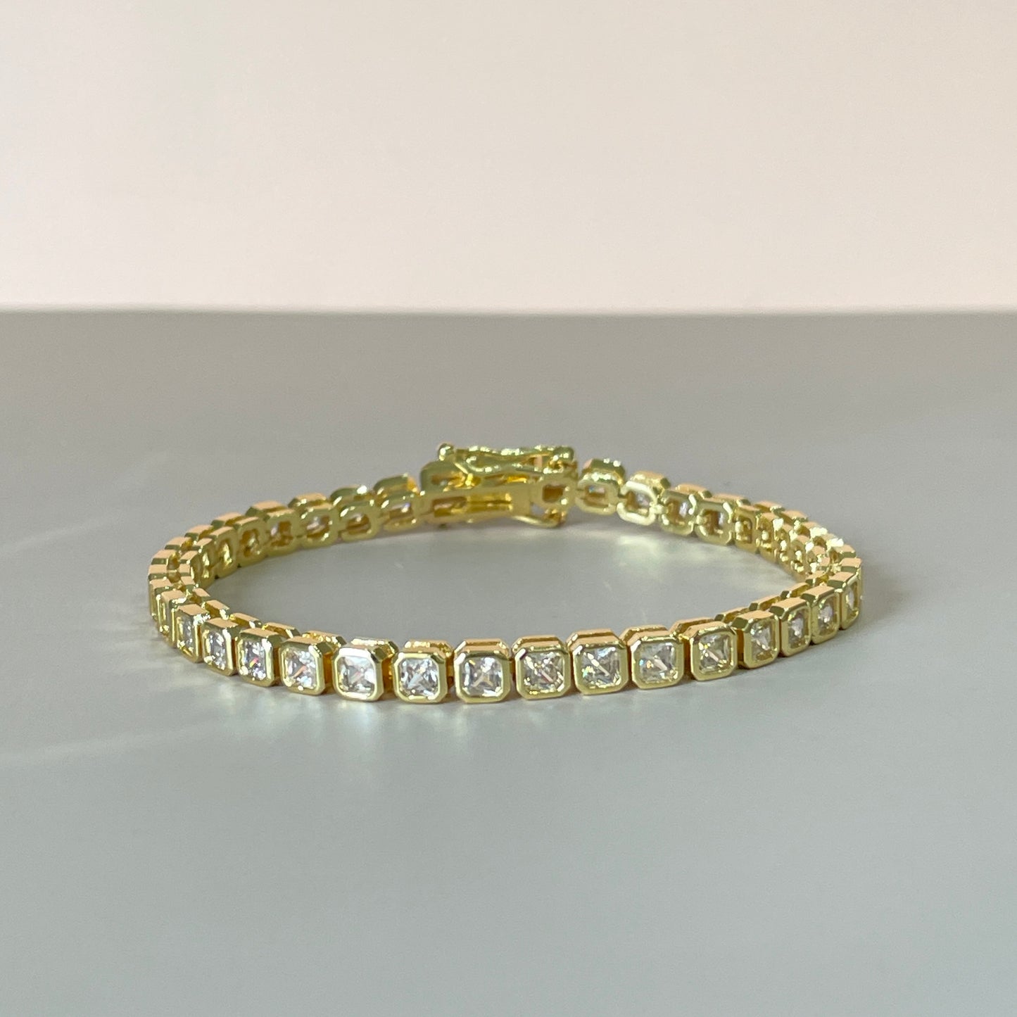 PULSERA TIPO TENNIS CRISTAL CUADRADO