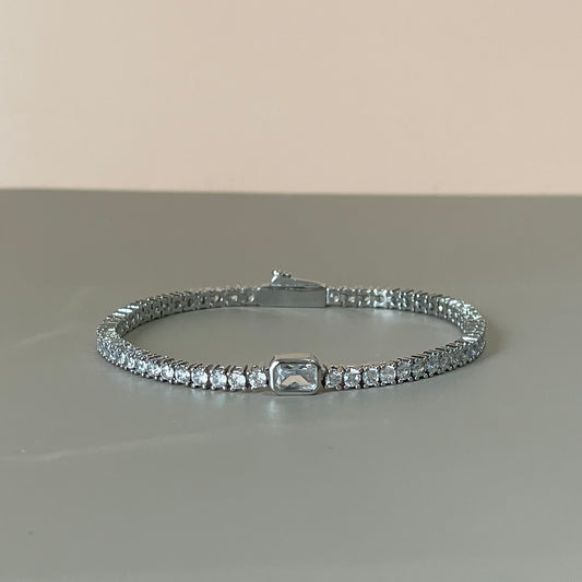 PULSERA TENNIS SILVER CON CRISTAL BAGUETTE
