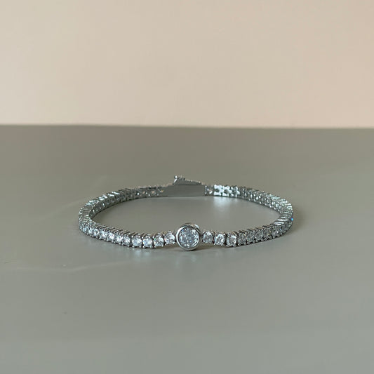 PULSERA TENNIS SILVER CON CRISTAL REDONDO