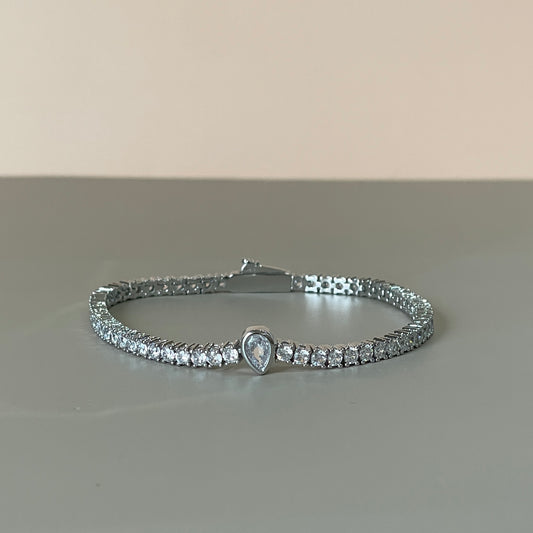 PULSERA TENNIS SILVER CRISTAL GOTA