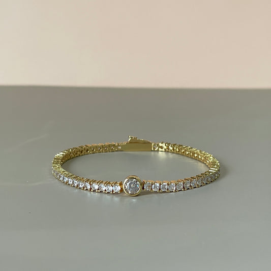 PULSERA TENNIS CON UN CRISTAL REDONDO