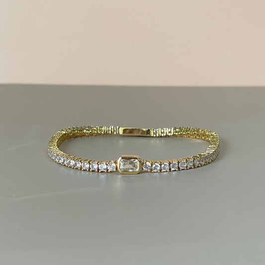 PULSERA TENNIS GOLD CON CRISTAL BAGUETTE