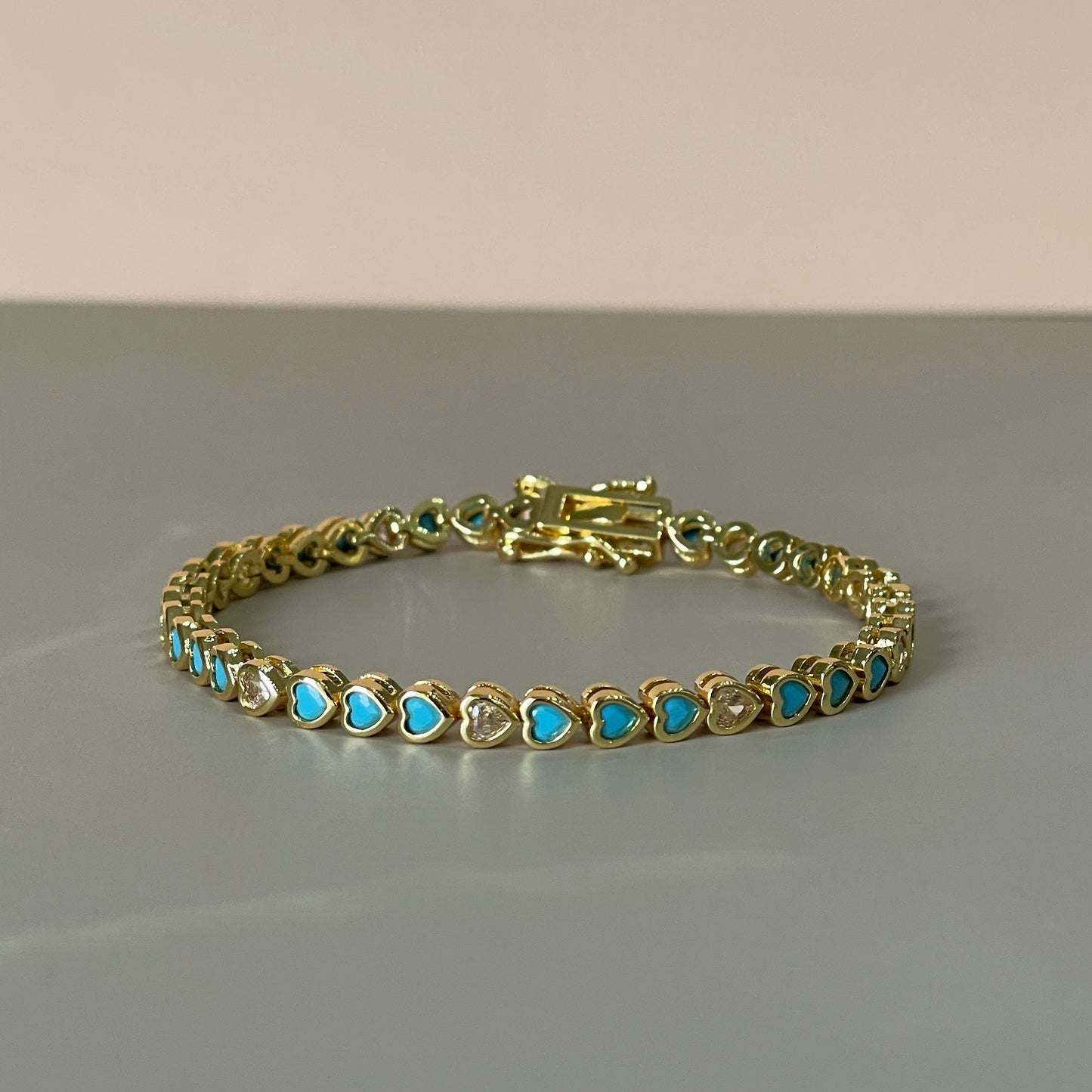 PULSERA CORAZONES TURQUESA
