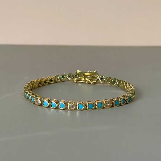 PULSERA CORAZONES TURQUESA