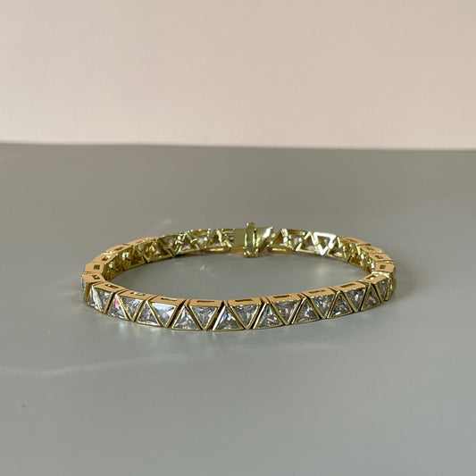 PULSERA TENNIS TRIANGULO GOLD