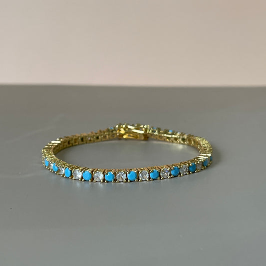 PULSERA TENNIS TURQUESA Y CLEAR