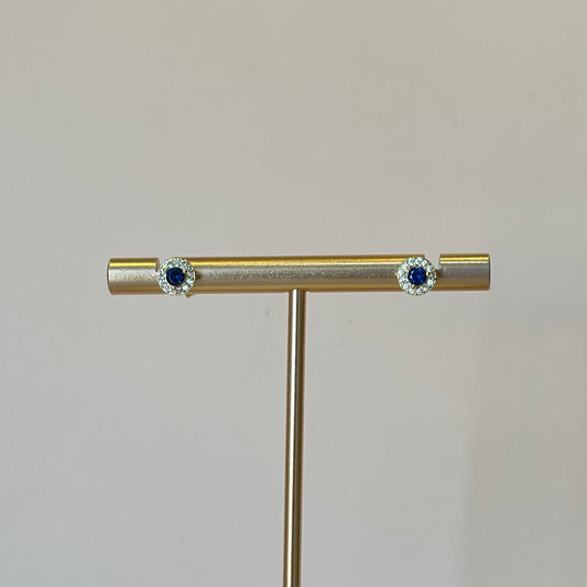 ARETES PUNTO CRISTAL AZUL MARINO