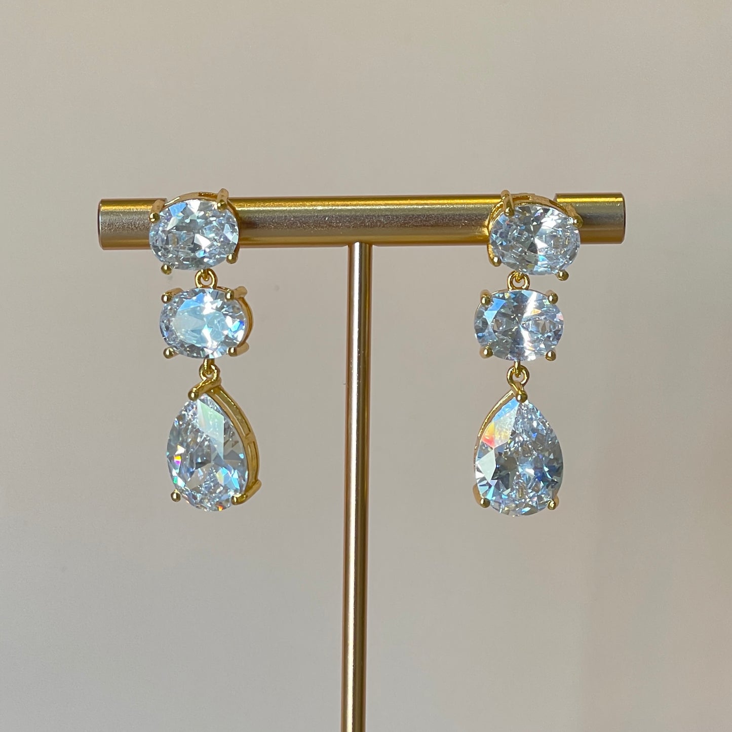 ARETES DROP CLASICO CRISTAL OVAL