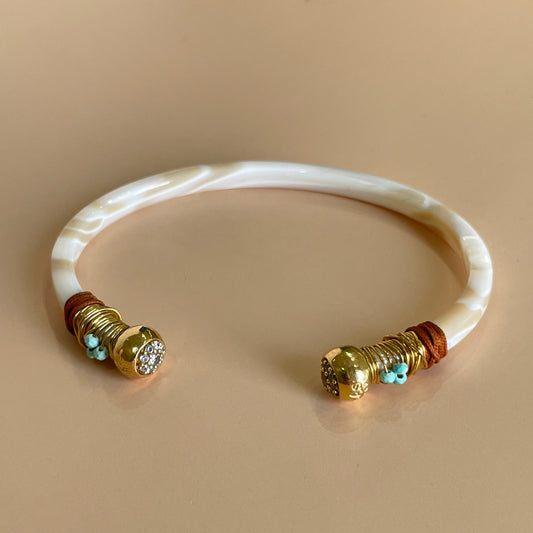BRAZALETE STARI - IVORY Y TURQUESA