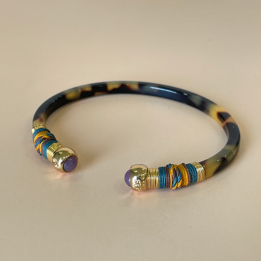 BRAZALETE SARI CAREY -CUAZRO LILA HILO JADE