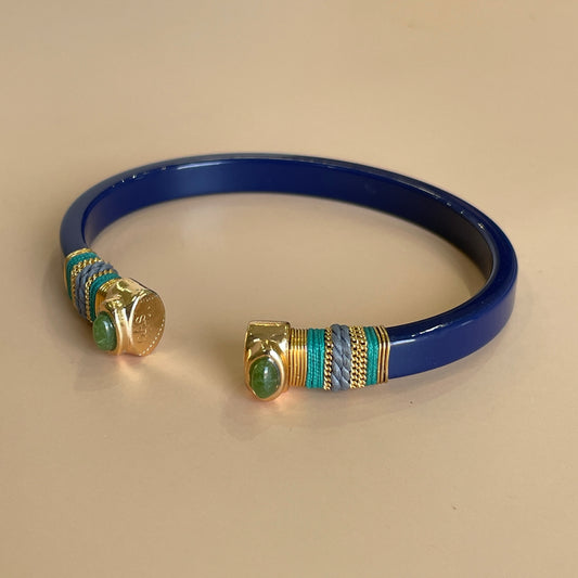 BRAZALETE SARINA NAVY -CUARZO VERDE HILO TURQUESA