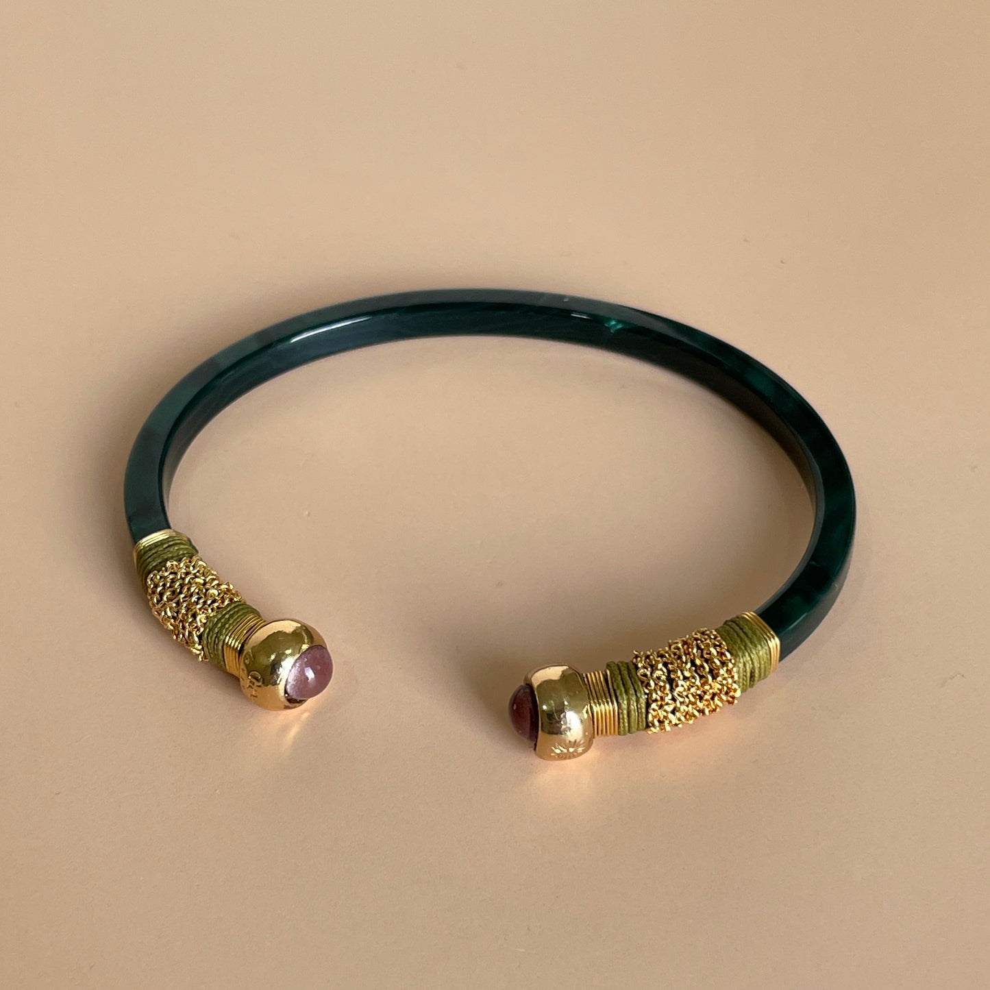 BRAZALETE SARI VERDE - CUARZO MORADO VERDE