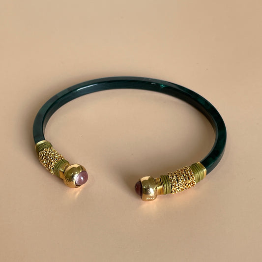 BRAZALETE SARI VERDE - CUARZO MORADO VERDE