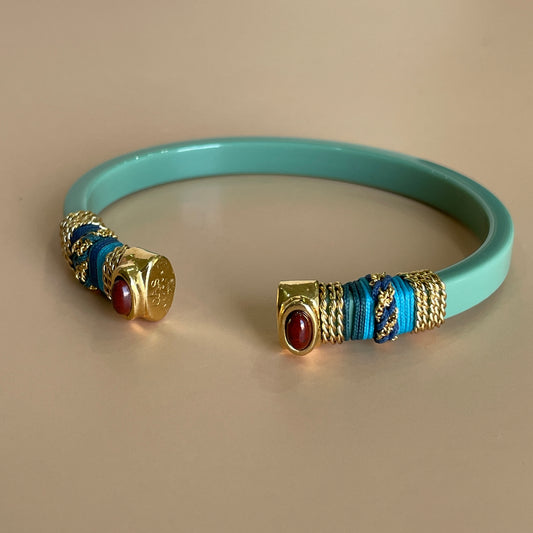 BRAZALETE SARINA VERDE VESUVIANTE - JASPER HILO AZUL