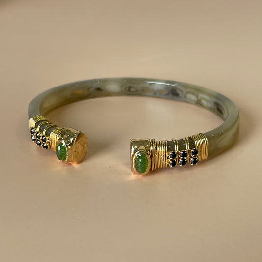 BRAZALETE SARINA VERDE AMATISTA - MALAQUITA CRISTAL NEGRO