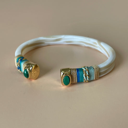 BRAZALETE SARINA IVORY - MALAQUITA HILO AZUL