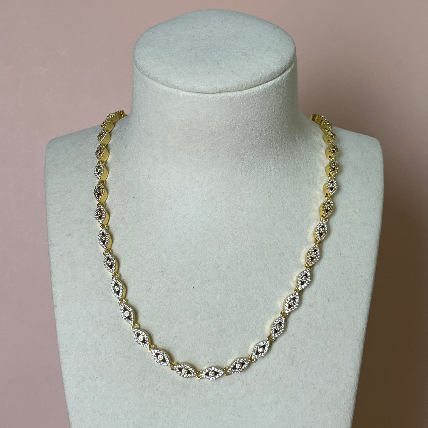COLLAR MINI OJITOS CON CRISTAL GOLD