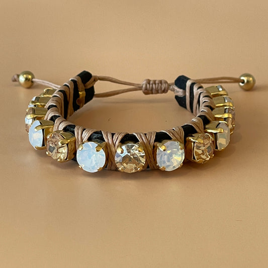 PULSERA FAVORITA BLANCO TORNASOL Y DORADO -HB
