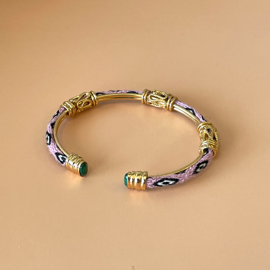 BRAZALETE LIMA ROSA -PIEDRA MALAQUITA