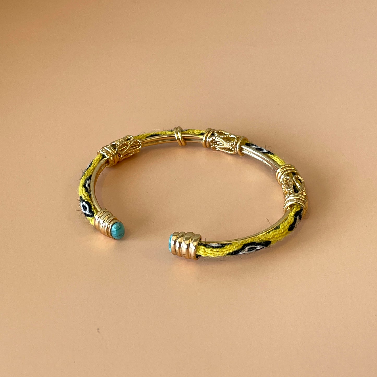 BRAZALETE LIMA AMARILLO -PIEDRA TURQUESA