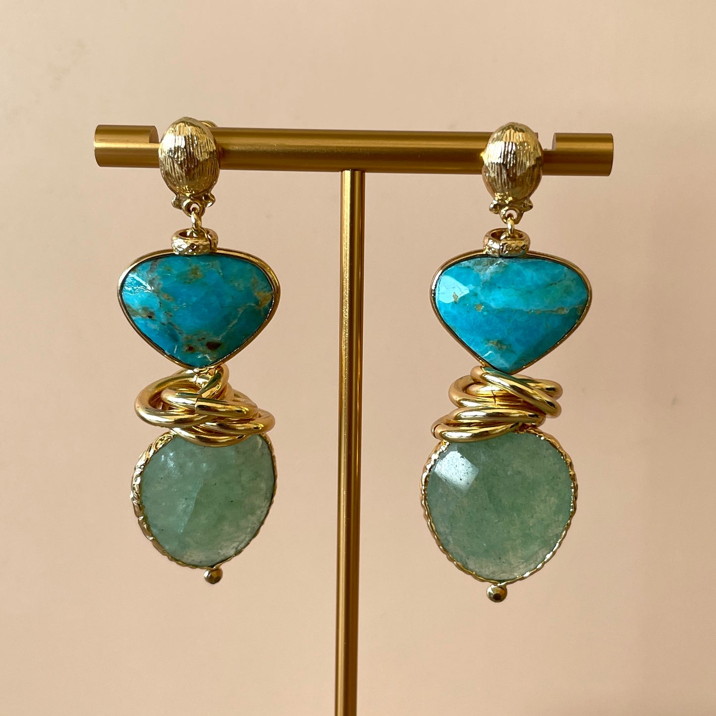 ARETE SIRENA GREEN AMATISTA & TURQUESA