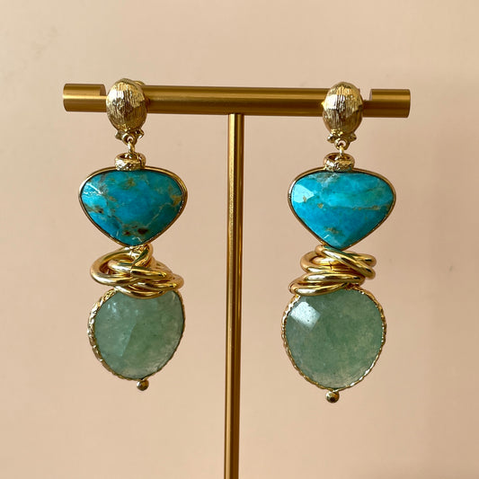 ARETE SIRENA GREEN AMATISTA & TURQUESA